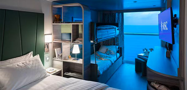 Cabina quadrupla per famiglie con letti a castello Msc World Europa